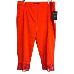 NWT Zac & Rachel Women's Orange Coral Pull On Crochet Hem Slim Crop Pants 16 $50